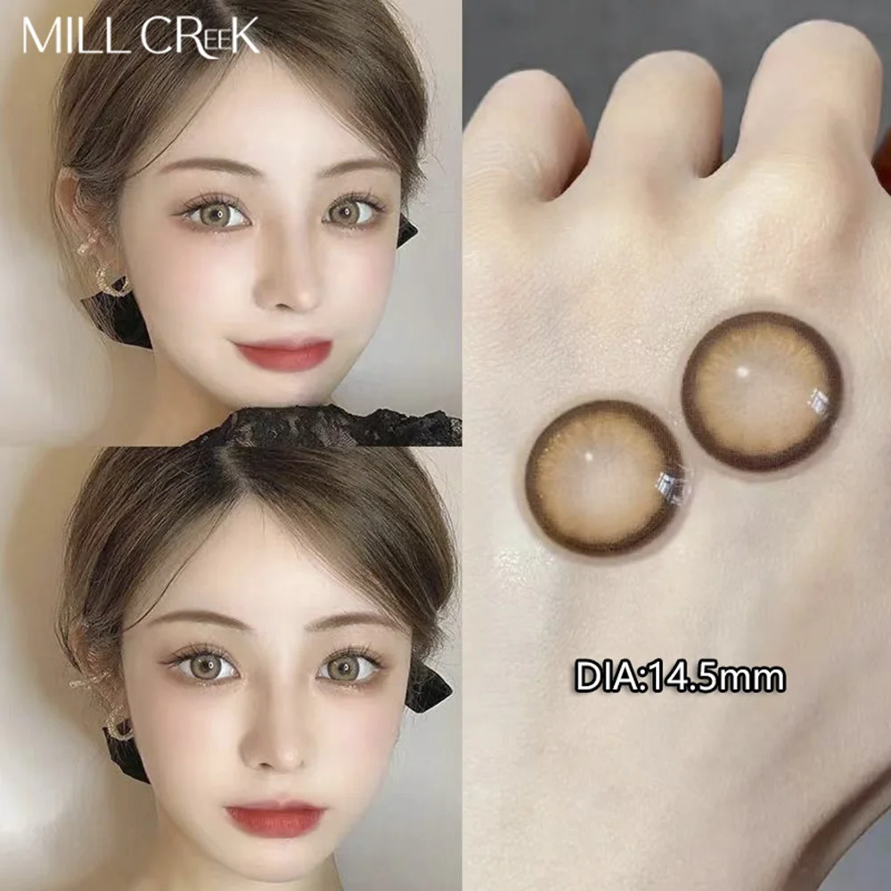 Цветные контактные линзы MILL CREEK 1 пара для глаз модные натуральные коричневые