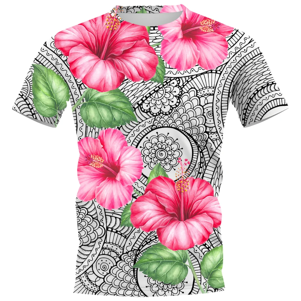 

CLOOCL Fashion Men T-shirts 3D Graphics Polynesia Hibiscus Floral All Printed Pullover Tops Casual Tees Harajuku T Shirt