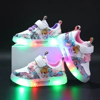 2022 toddler girl white sneakers fashion breathable walking flat princess lighted kids shoes children casual anti slippery shoes