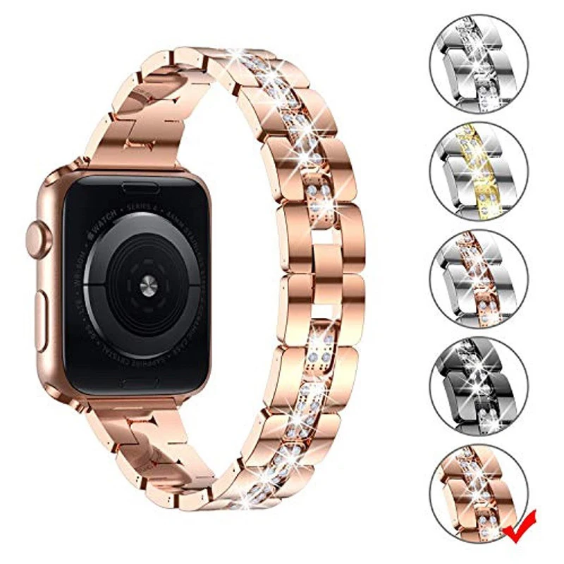 Diamond Strap For Apple Watch band 45mm 41mm 44mm 40mm iwatch 7 6 5 4 3 38/42mm Women stainless steel bracelet wristband correa