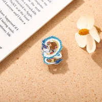japanese anime manga dragon enamel pin white dragon hihiro brooch denim bag badge lapel cartoon movie jewelry gift for fan kids