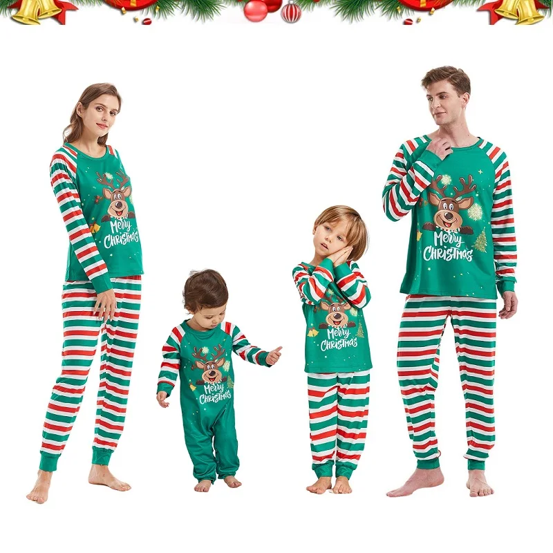 

2022 New Arrival Christmas Family Matching Pajamas Set Cute Letter Print Adult Kid Xmas Family Pjs Outfits Set Baby Romper