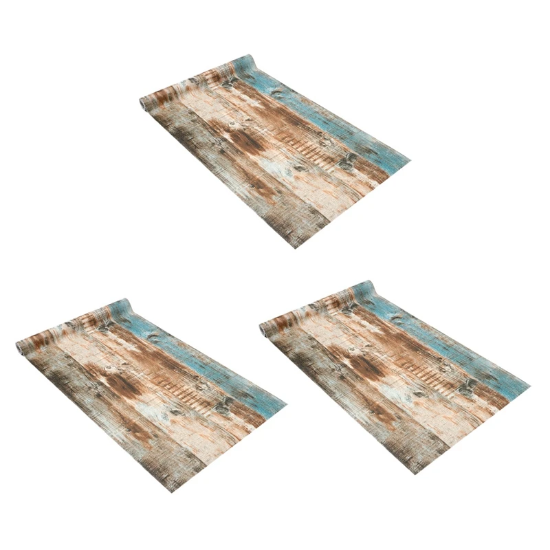 

3Pcs 6M Vinyl 3D Rustic Wood Plank Self Adhesive Wallpaper Furniture Wall Stickers