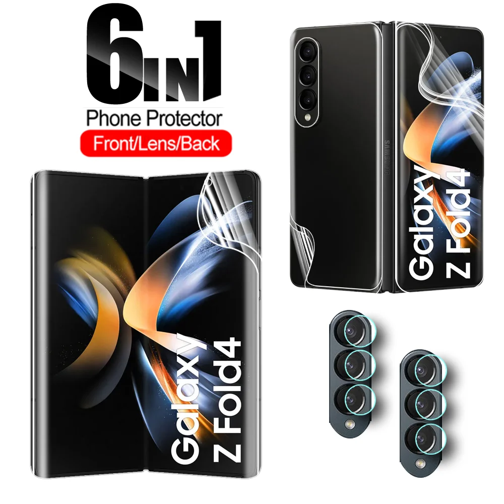 

Передняя и задняя крышка 6 в 1, Гидрогелевая пленка, не стекло для Samsung Galaxy Z, складная, 4 дюйма, Защитная пленка для объектива фотокамеры Fold3 Fold 4...