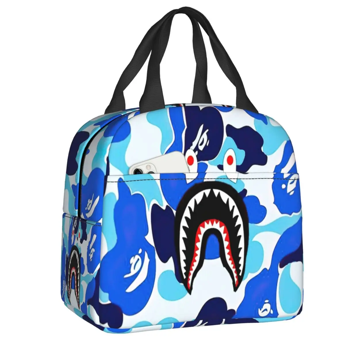 

Best Shark Camo Insulated Lunch Tote Bag for Women Fashion Camouflage Pattern Cooler Thermal Bento Box Work School Travel