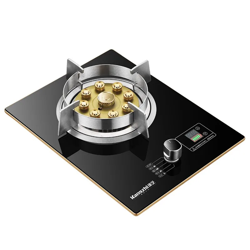 

Gas Stove Single Hearth Type Stainless Steel Panel Embedded LPG Stove Firepower Heavy Fire Energy Saving Toughened Glass Panel