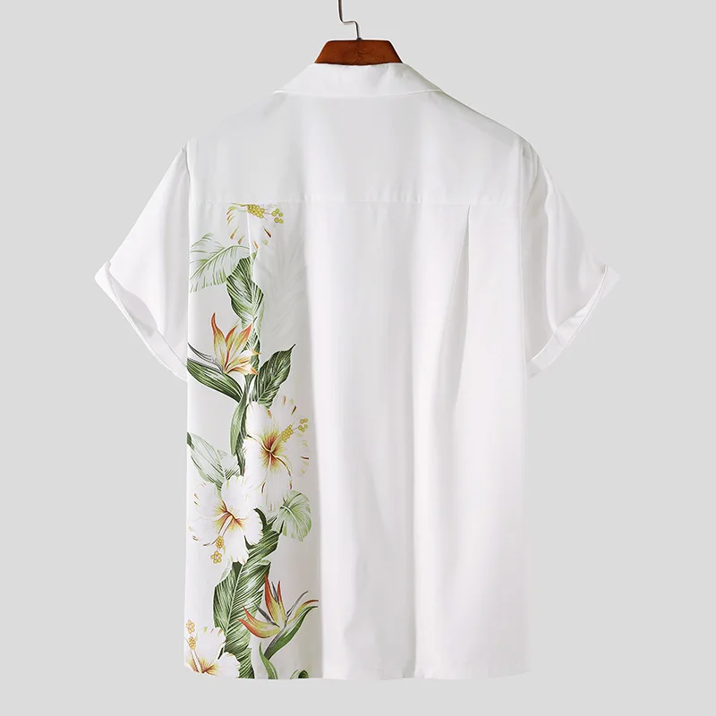 2022 Summer New Beach Men's Cardigan Printing Casual Plus Size Men's Short Sleeve Shirts Lapel Fashion Loose Men's Tops