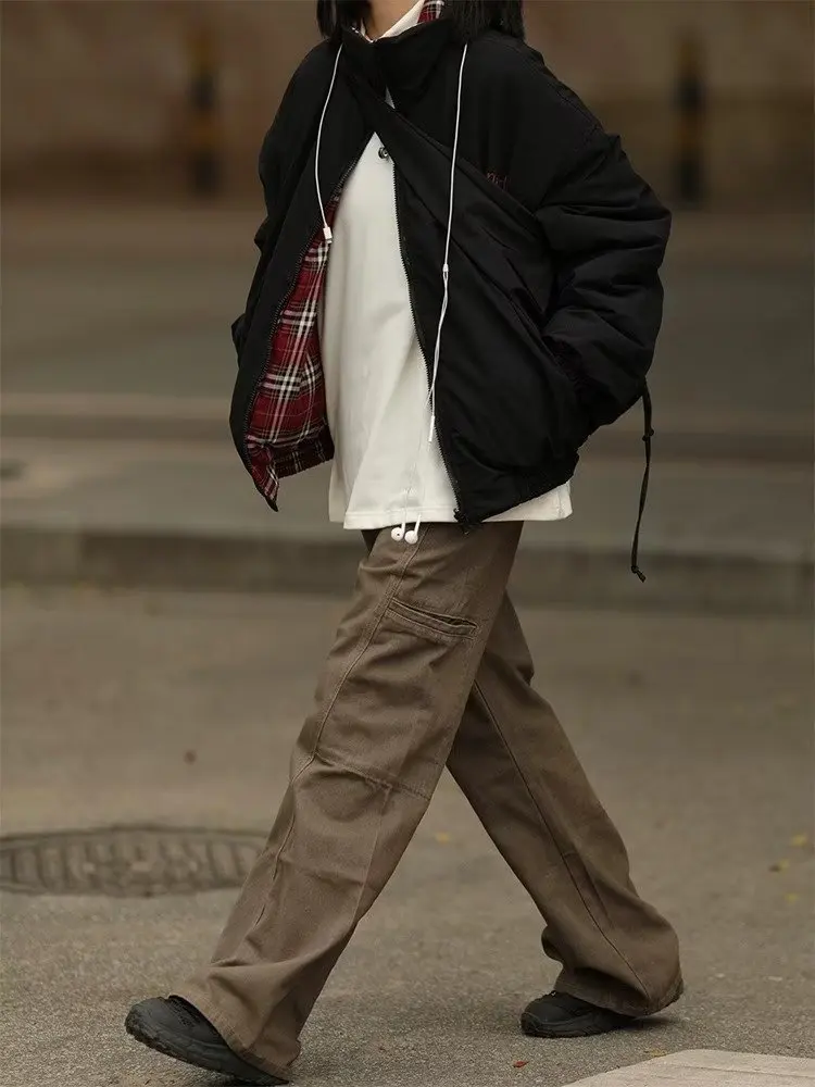 Двусторонние легкие парки для мужчин и женщин винтажная мешковатая хлопковая