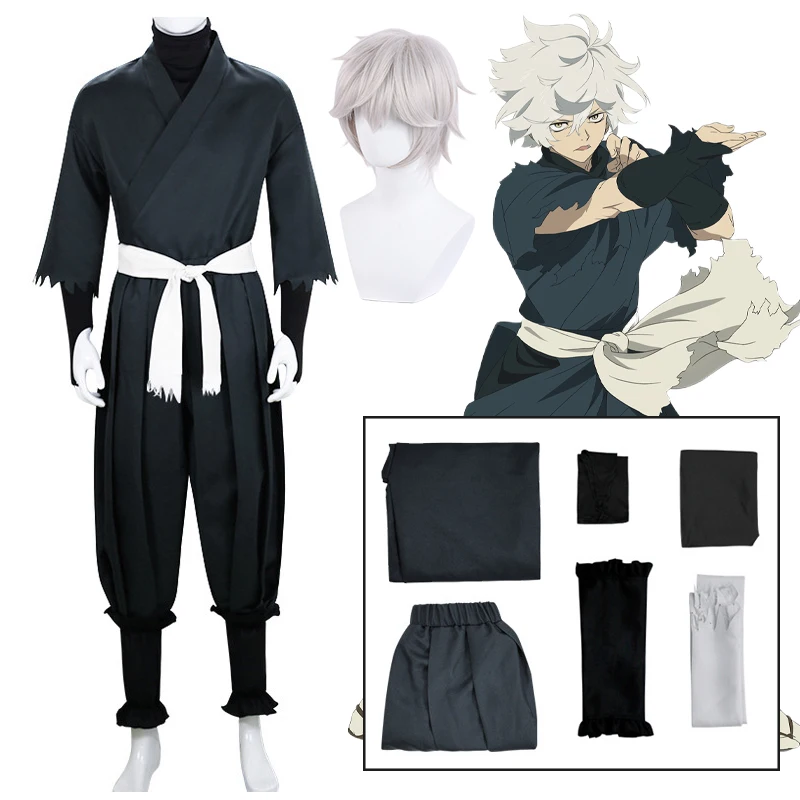 

Gabimaru Cosplay Anime Hell's Paradise Jigoku Raku Cosplay Costume Ninja Black Suit White Short Wig Halloween Costume for Man