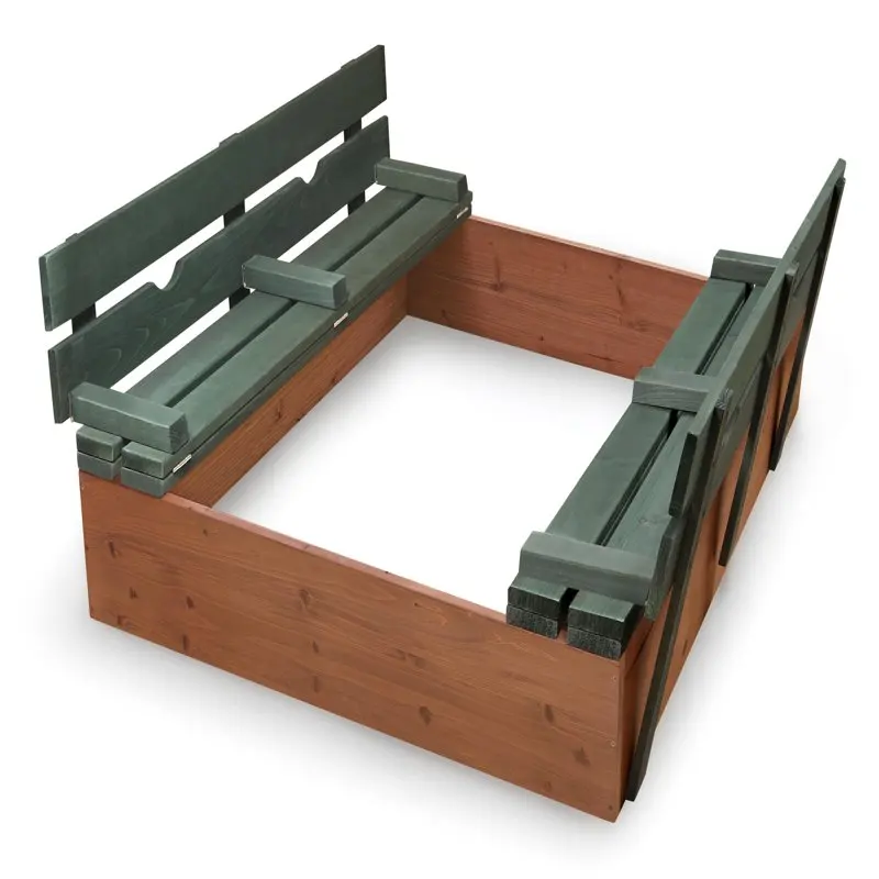 

Basket Covered Convertible Cedar Sandbox with Two Bench Seats - Natural/Green For Outdoor Sport Teens Girls and Boys