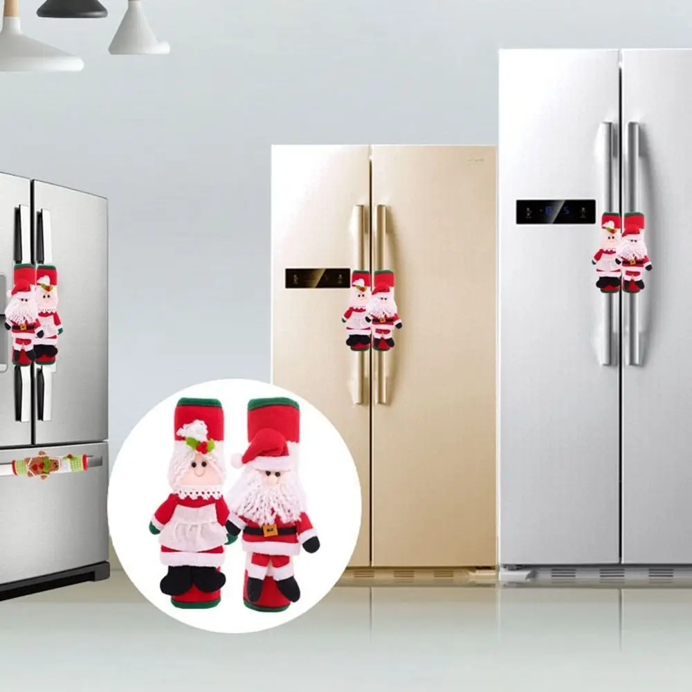 

Snowman Elk Santa Refrigerator Handle Cover Cute Navidad DIY Fridge Gloves Protector Cover Door Handle Cover New Year Gift