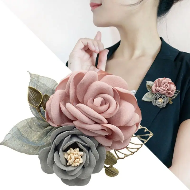 

New Rose Pin Brooches for Women Simple Fabric Flower Corsage Professional Shawl Buckle Temperament Coat Pins Accessories Gifts