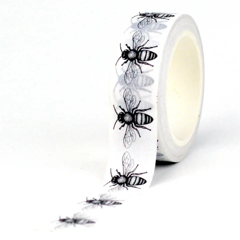 Декоративная винтажная лента GREATHOPE WASHI TAPE с пчелами для скрапбукинга