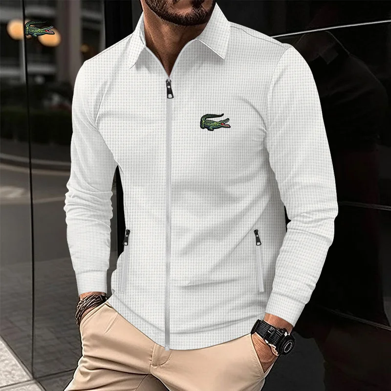 

Модная трендовая мужская куртка с перекрестными лацканами и длинными рукавами на молнии на Amazon, повседневная мужская осенняя куртка на каждый день, 2023