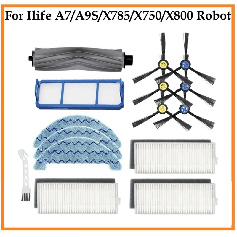 

15PCS For Ilife A7 A9S X785 X750 X800 Robot Vacuum Cleaner Replacement Parts Washable Filter Mop Cloth Main Side Brush