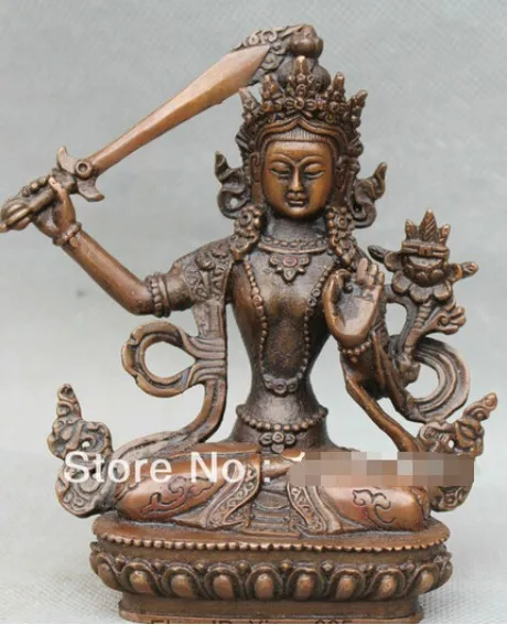 

Old Tibet Tibetan Buddhism Purple Bronze Wenshu Manjushri Buddha Statue