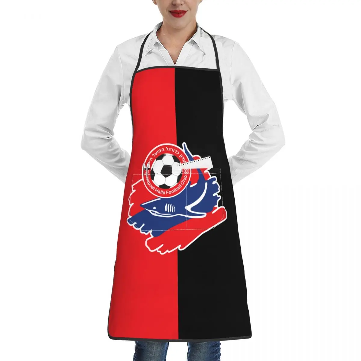 

Фартук Hapoel Haifa Регулируемый Слюнявчик с карманами для приготовления еды, Кухонные фартуки для женщин и мужчин, шеф-повара