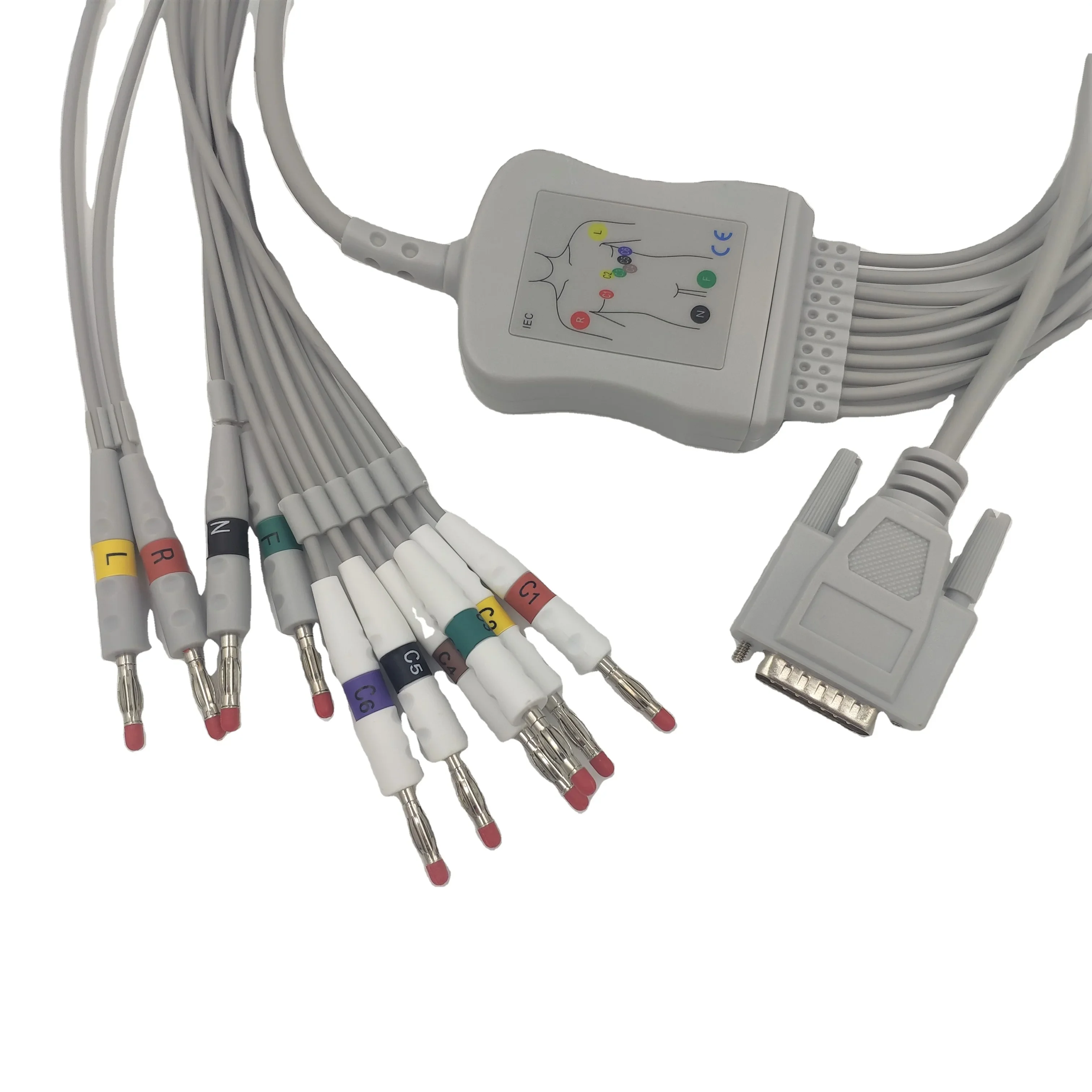 EKG кабель 10 выводов банан/DIN/защелка/зажим для Nihon Kohden Cardiofax EKG-8270/8350/8370/6151/6353