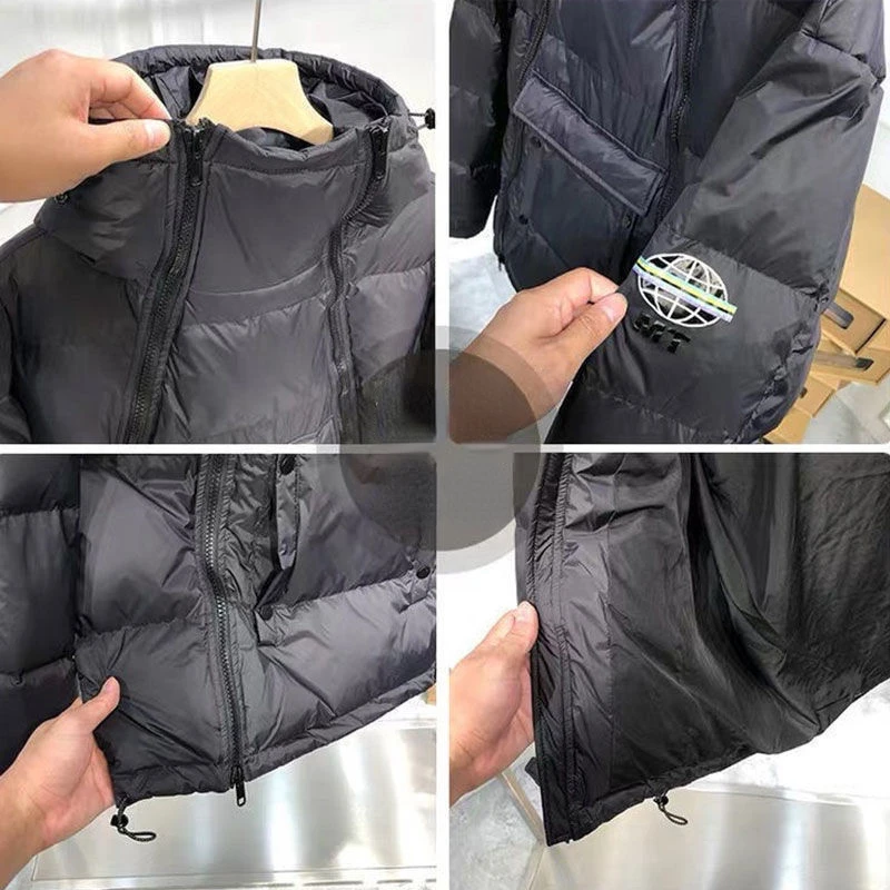 Men's Winter Jackets Cold Jacket Parkas Men's Jacket Trend Slim Black Short Cotton Coat Double Zip Hooded Down Cotton Jacket