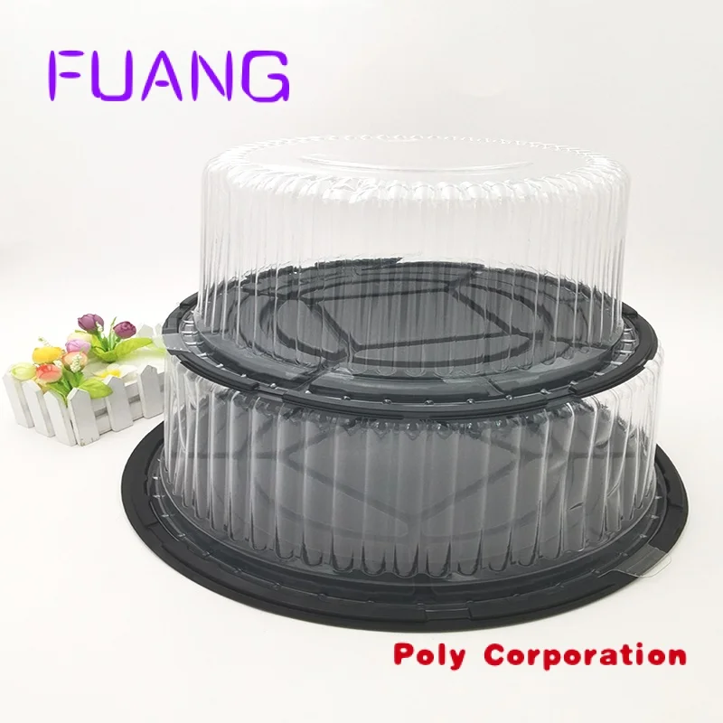 Roll Clear Cake Box Transparent PET Plastic Packing Swiss Round Shape 8''10''12''14'' Cupcake Boxes Disposable Cake Container