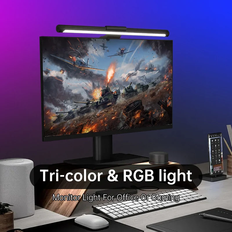 

Светодиодная осветительная панель для монитора с RGB-подсветкой, настольная лампа с затемнением, компьютерная Подвесная лампа с монитором и ...