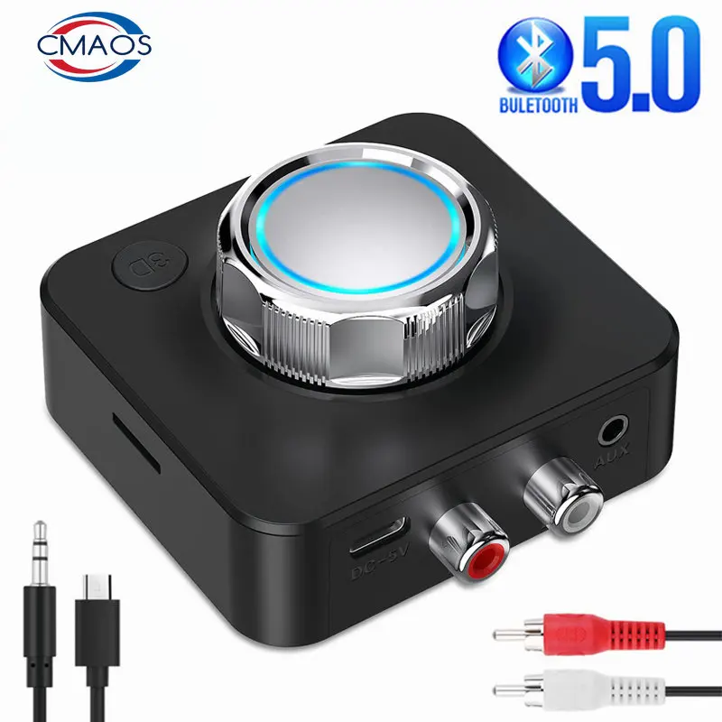 

Bluetooth 5.0 Receiver 3D Stereo TF Card RCA 3.5mm AUX Jack Wireless Adapter For Speaker Amplifier Car Audio Transmitter Auto ON