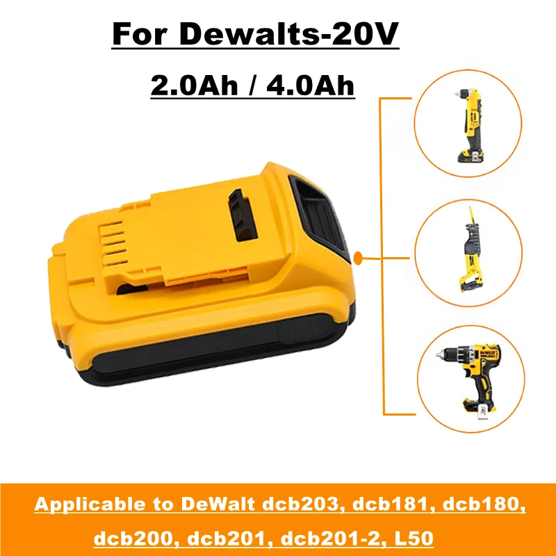 

Аккумулятор 2000 / 4000 ма ч, 20 в, литийионный, для аккумуляторов DeWalt dcb203, dcb181, dcb180, dcb200, dcb201, dcb201-2, L50