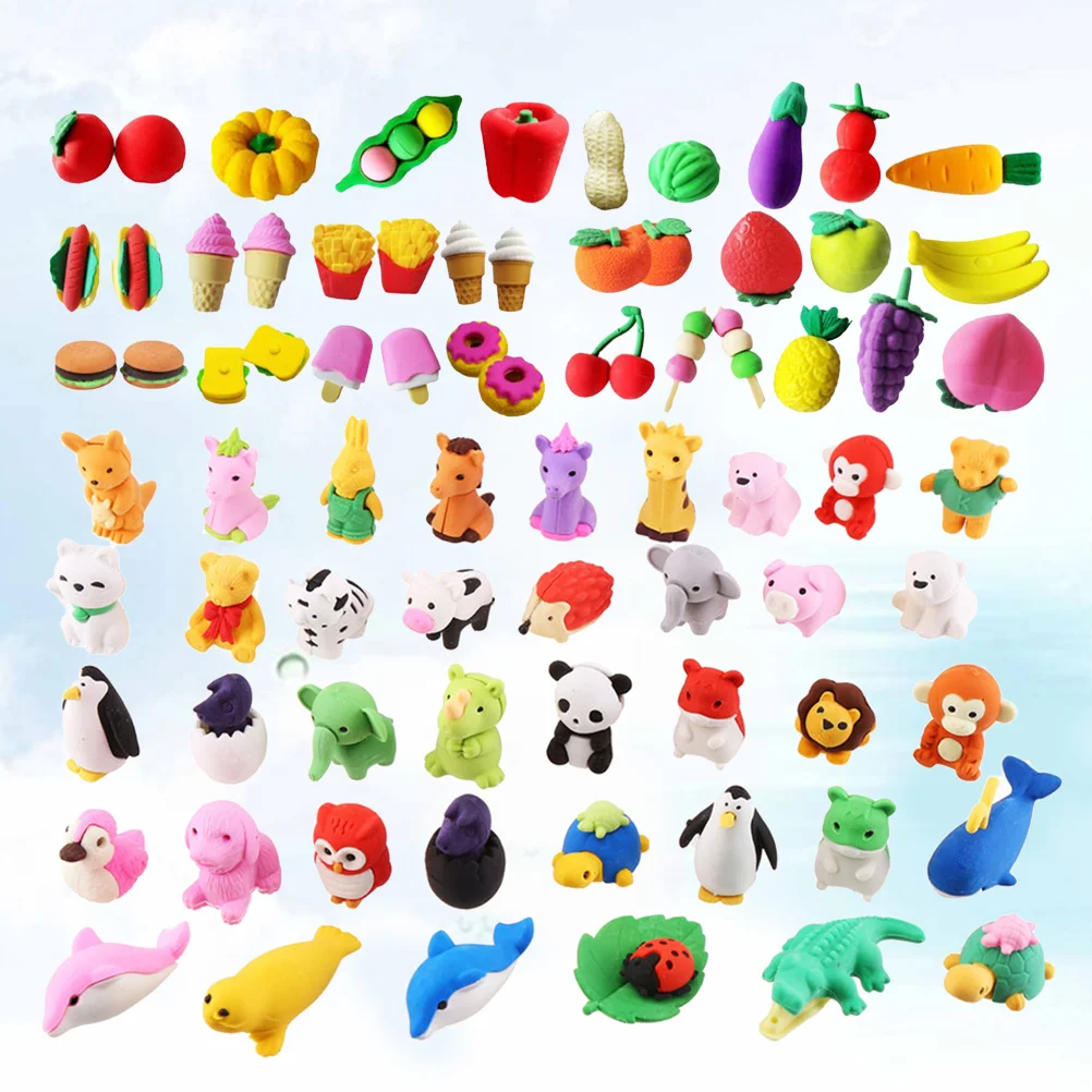 

100PCS Creative Fashion Lovely Cartoon Erasers for Gift Kids