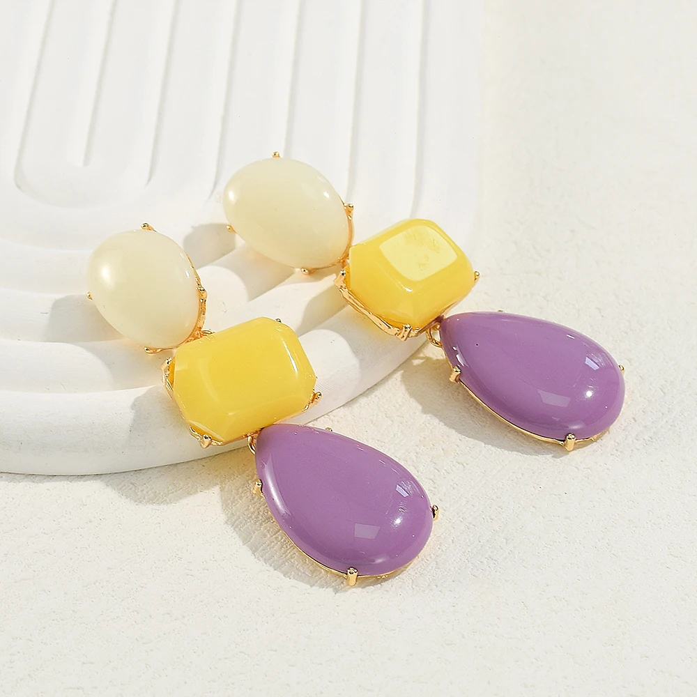 Женские винтажные серьги из акриловой смолы Разноцветные серьги-подвески с