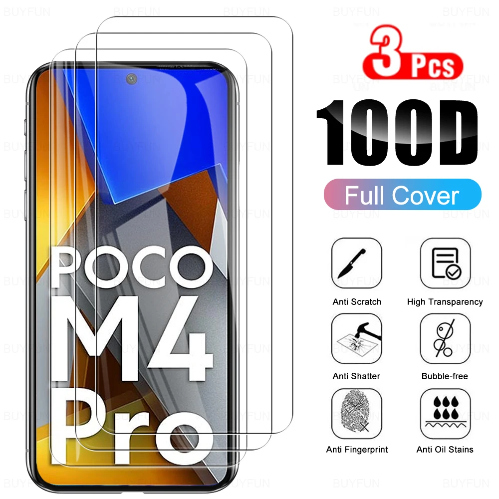 

Защитное стекло с полным покрытием экрана для Xiaomi Poco M4 Pro 4G/Φ, закаленное стекло Poko Pocophone Little M4Pro M 4 Pro 4M, пленка, 3 шт.