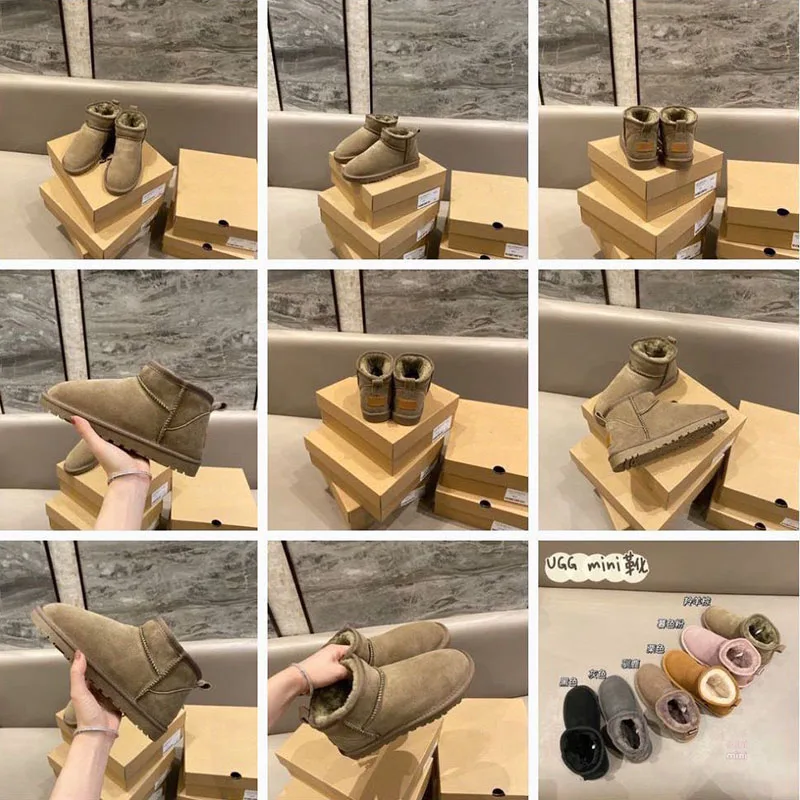 Women Classic Ultra Mini boots Winter Snow Boot New Suede Fur Chelsea Ankle Boots Flats Platform Ladies Shoes Botas