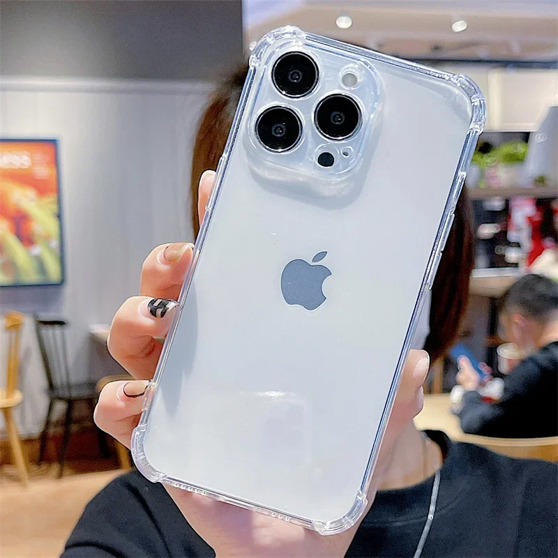 Чехол с воздушной подушкой для iPhone 15 14 13 12 11 Pro Max Plus Mini XS X XR SE 7 8 6S прозрачный
