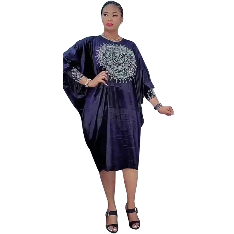 

Velvet African Dresses For Women Design Dashiki Beading Abaya Bazin Vintage Robe Gowns Africa Sexy Lady Party Dress Muslim Abaya