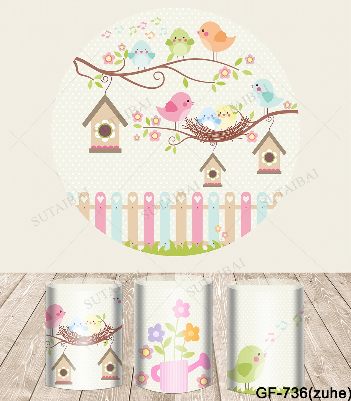

Cute Cartoon Bird Background Children Birthday Party Celebration Decor Room Supplies Vinyl Backdrop Family Portrait Photo Studio