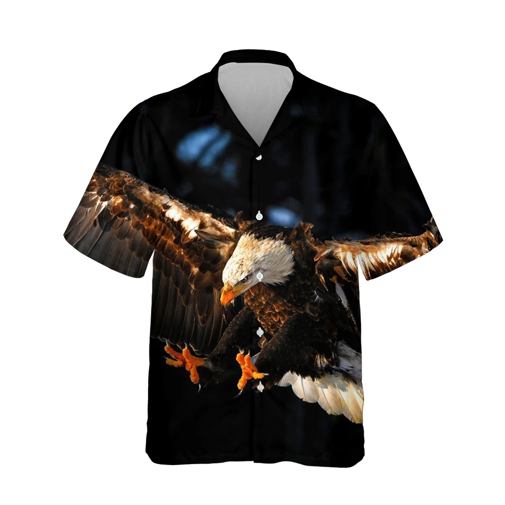 Jumeast 3d Fierce Eagle Printed Hawaiian Shirt Men Short Sleeve  Cool Vintage Street Fashion Shirts Casual Loose Oversized Tops