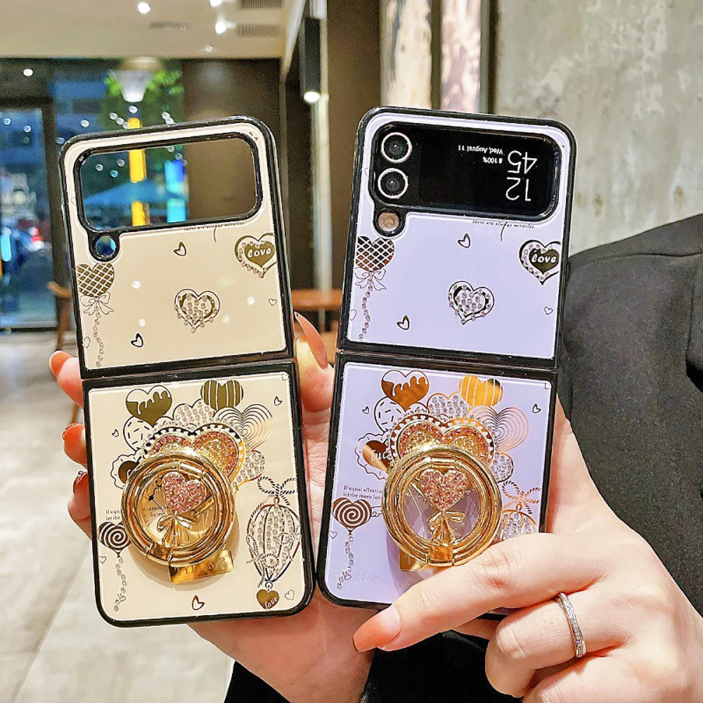 

Роскошный блестящий 3D-чехол со стразами в форме сердца для Samsung Galaxy Z Flip4 Z Flip3, защитная задняя крышка для объектива