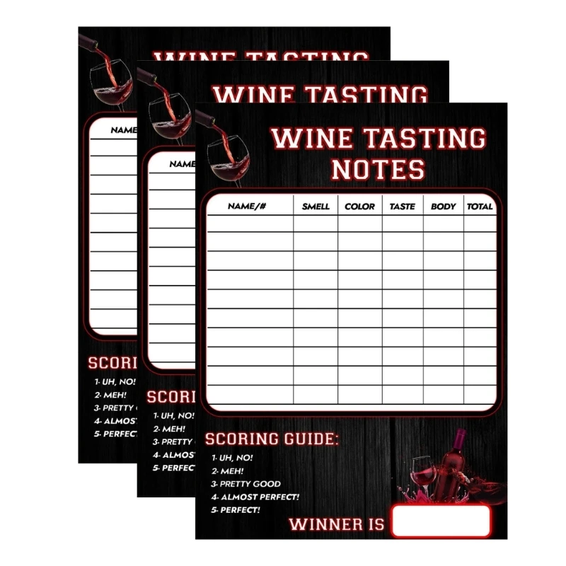 

3pcs Wine Tasting Scorecards Perfect for Wine Lovers and Visits Drop Shipping