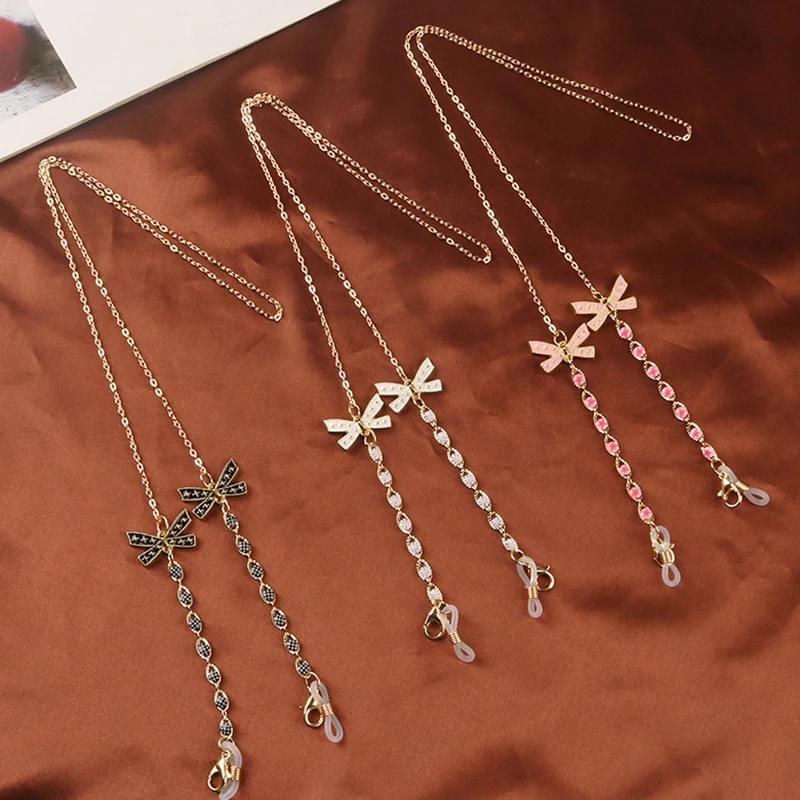 Новинка милая цветная цепочка для очков с бантом Шейная веревка женщин