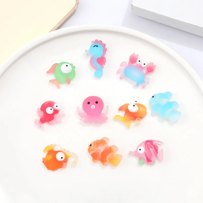 

20pcs Cartoon Ocean Animals Shell Dolphin Flatback Resin Figurines DIY Craft Supplies Kids Hair Accessories Patches Marine Toys