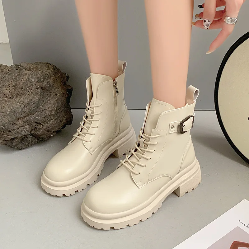

Solid Women Martin Boots Casual Martin boots Punk High Tops Motorcycle Ankle Boots Height Increasing shoes Zapatillas Hombre