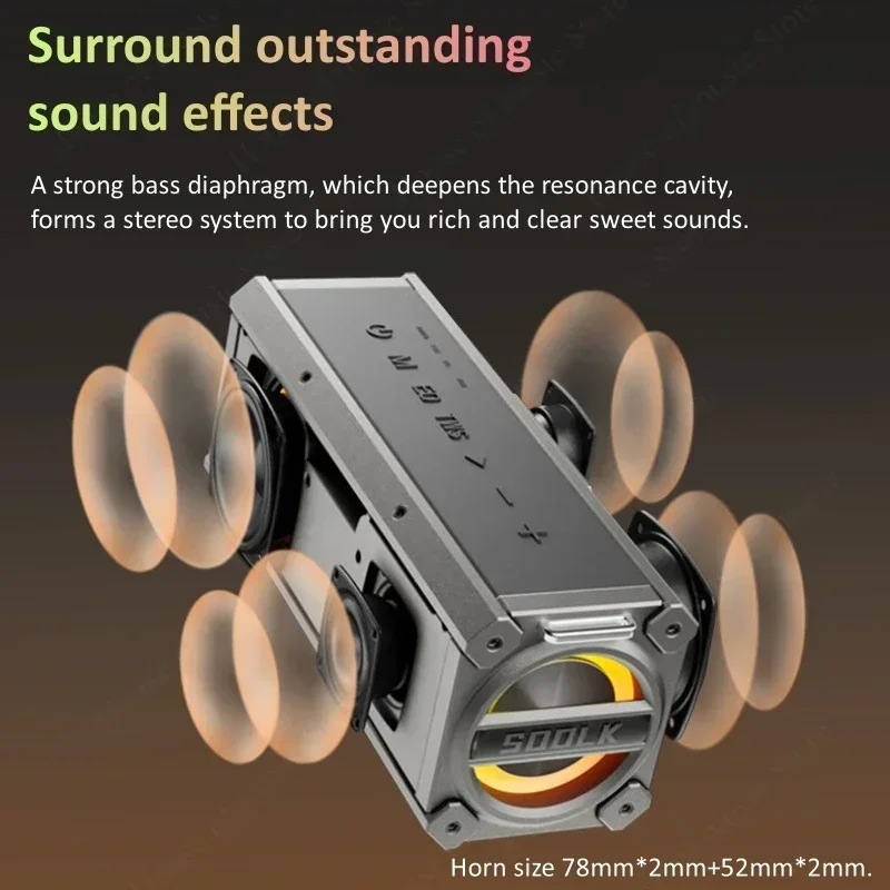 Фото SODLK T200PLUS 120 Вт Мощная Bluetooth-колонка для домашнего кинотеатра, стереосистема, беспроводной сабвуфер для улицы, портативный TWS-аудиоплеер с микрофоном №3