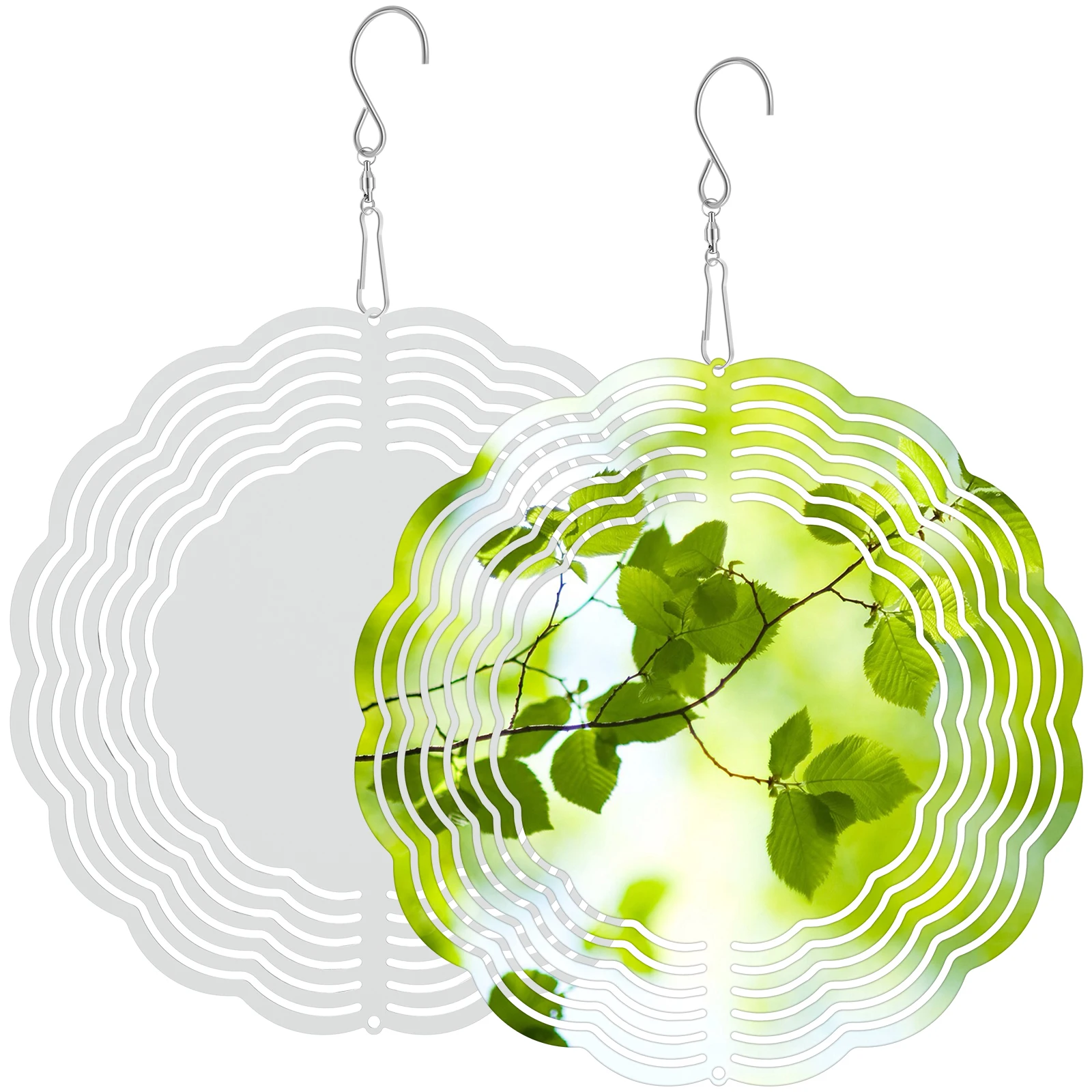 

2 шт сублимационный ветровой Спиннер, пустой 8-дюймовый алюминиевый подвесной ветровой Спиннер с крючком, креативная ветровая скульптура для улицы «сделай сам»