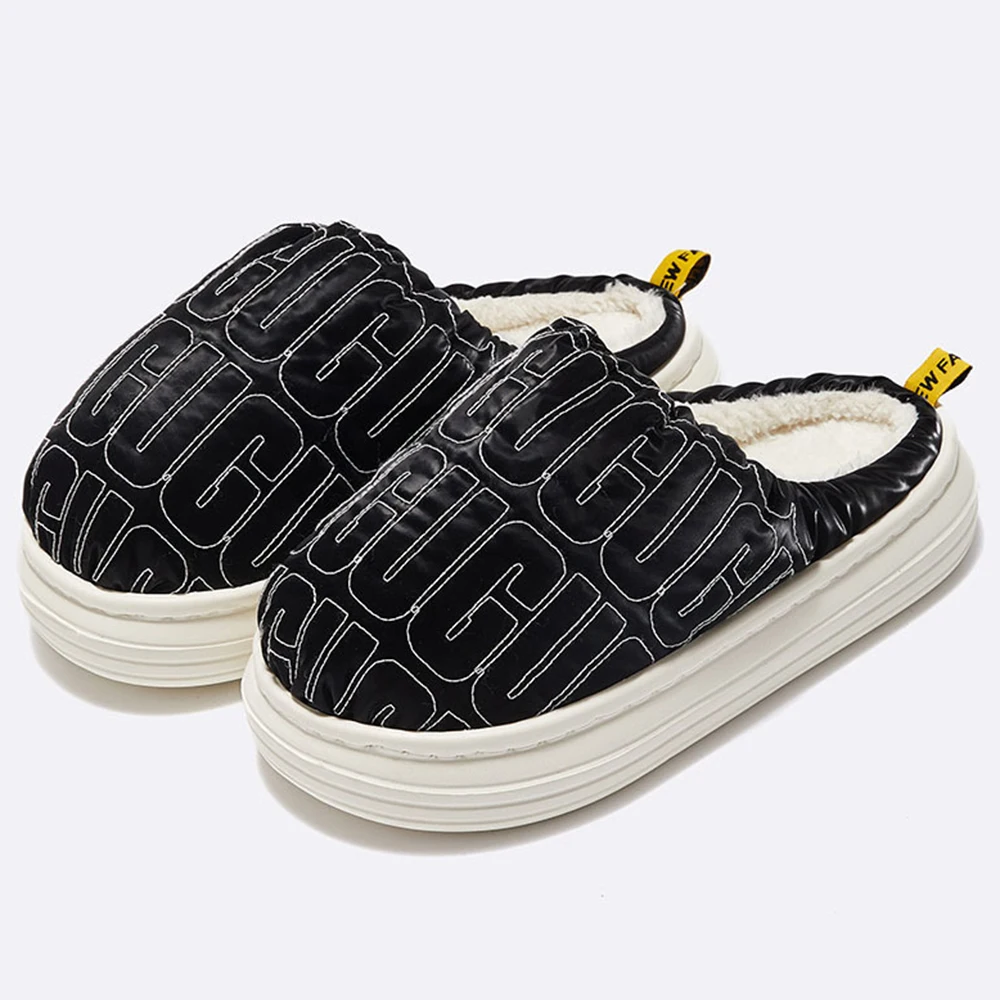 

Водонепроницаемые зимние женские нескользящие домашние тапочки из ЭВА на платформе, теплые хлопковые тапочки для дома и улицы, Мужская Парная женская обувь a31