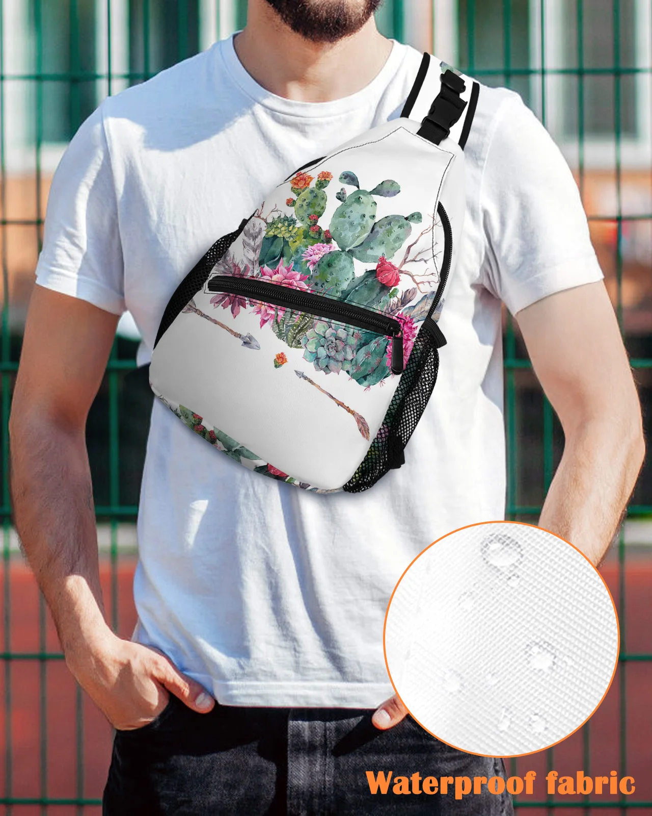 Нагрудные сумки с изображением кактуса цветов стрел для женщин и мужчин