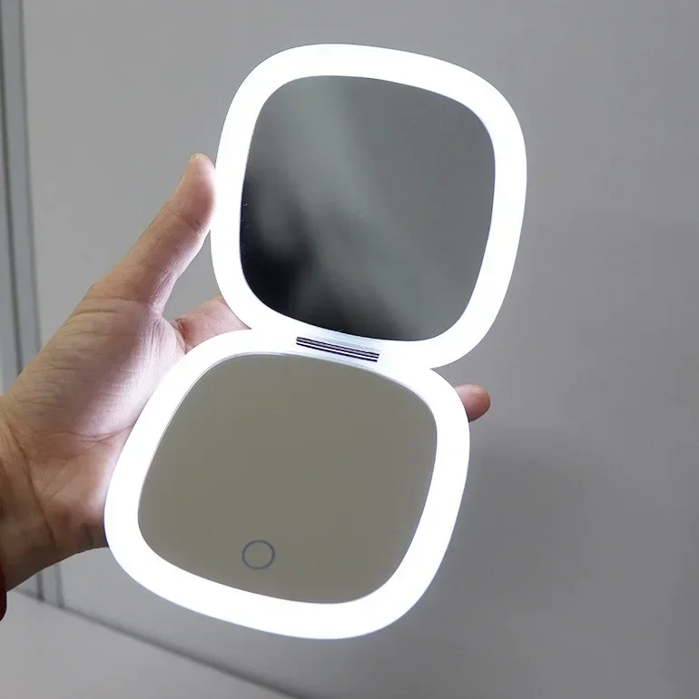 Компактное зеркало для макияжа с увеличением в 10 раз ручное складное портативное