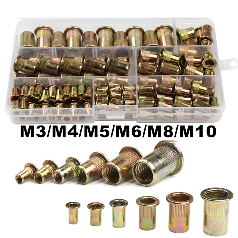 

150PCS Rivet Nut +Hand Threaded Rivet Nuts Gun BT605 M3 -10 Double Insert Manual Riveter Gun Riveting Rivnut Rivet Tool