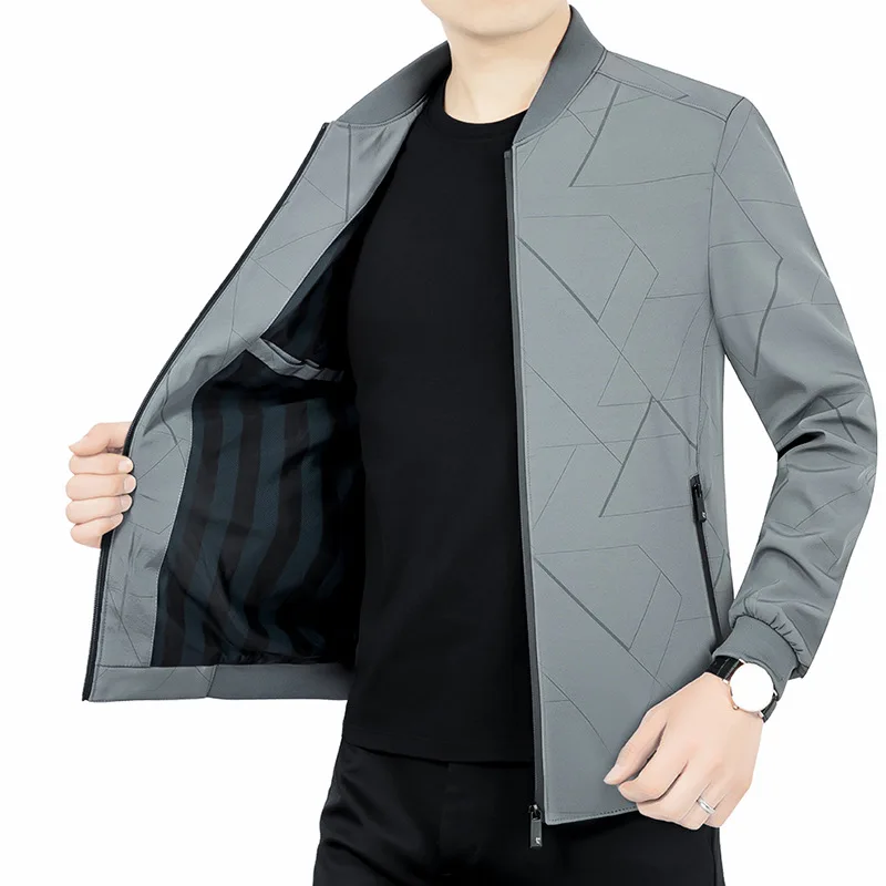 

2022 Men's Spring and Autumn New Baseball Uniform Boutique Slim Casual Stand Collar Printed Jacket