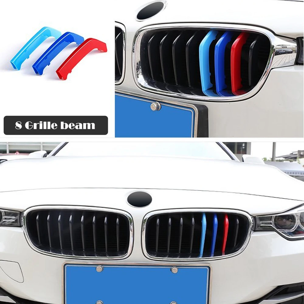 Подходит для 13-18 BMW3 F30 SPORT/ SPORT EDITION Trim 3-цветная полоса зажим решетки M с 8 планками |