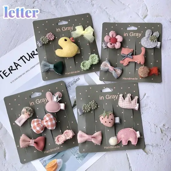 

New cute bear girls hair bows 5pcs children Flower hair clips for baby hair Accessories Kids Barrettes Hairpins Headwear TZ85