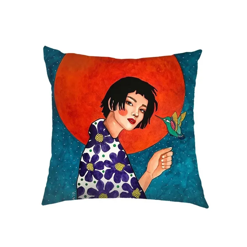 

Модная ретро Европейская Дамская наволочка с принтом винтажная картина искусство девушка наволочка для подушки для гостиной декоративные наволочки